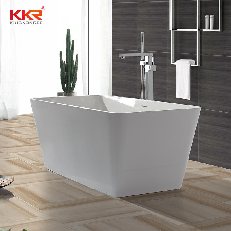 White Marble Acrylic Solid Surface Small Bathtub KKR-B043