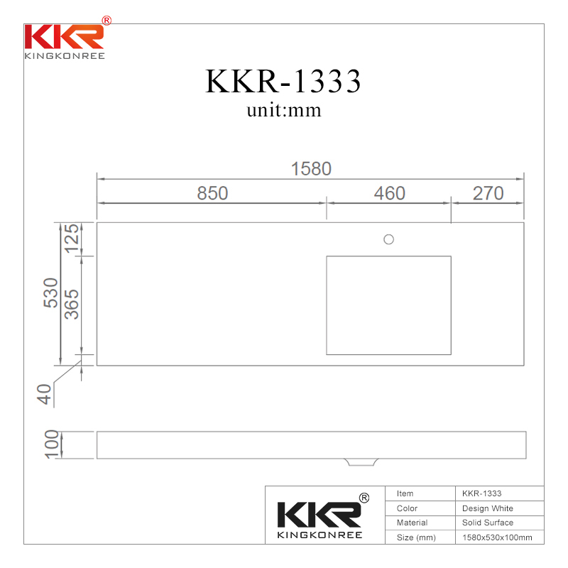 Small Slope Design Acrylic Solid Surface Wall Hang Wash Basin KKR-1333