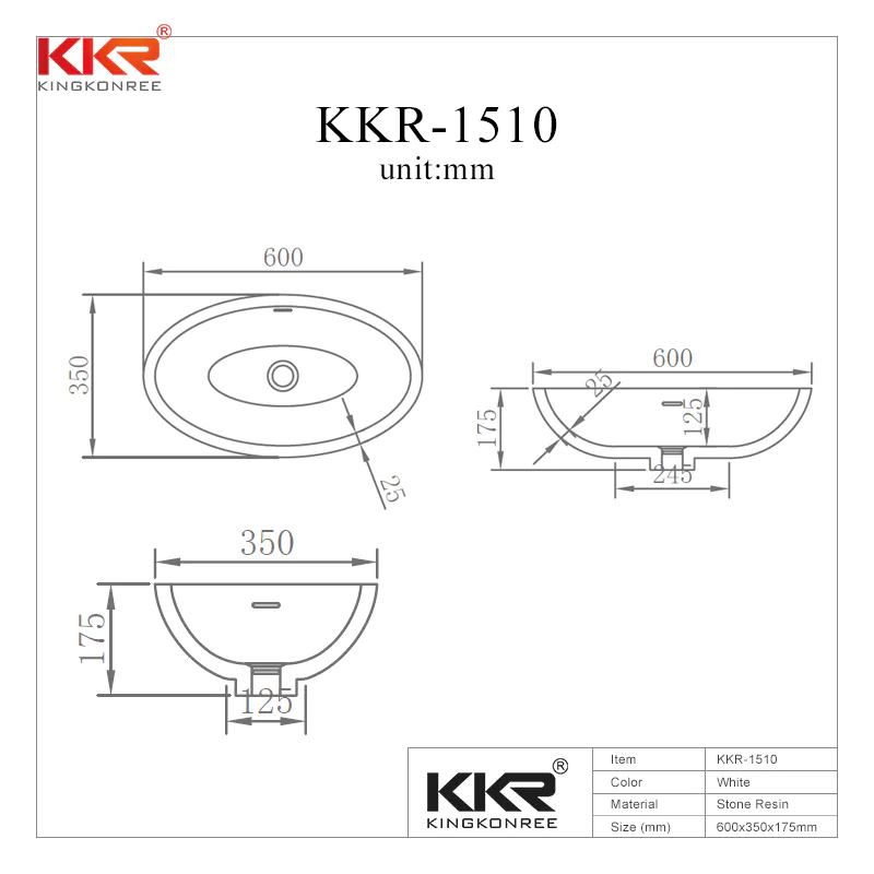 Newly Oval Solid Surface Above Counter Wash Basin KKR-1510
