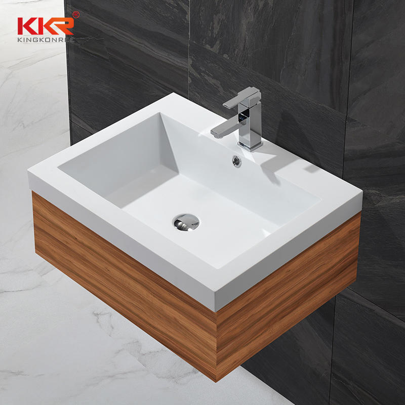 Venta caliente elegante diseño blanco acrílico sólido superficie gabinete lavabo KKR-1230