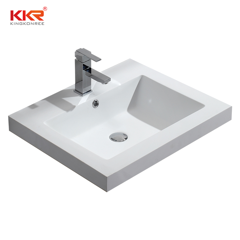 Hot Sales Elegant Design White Acrylic Solid Surface Cabinet Basin KKR-1230