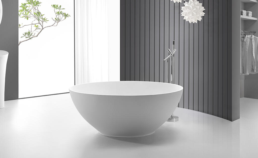 marble solid surface freestanding tubs OEM for family decoration