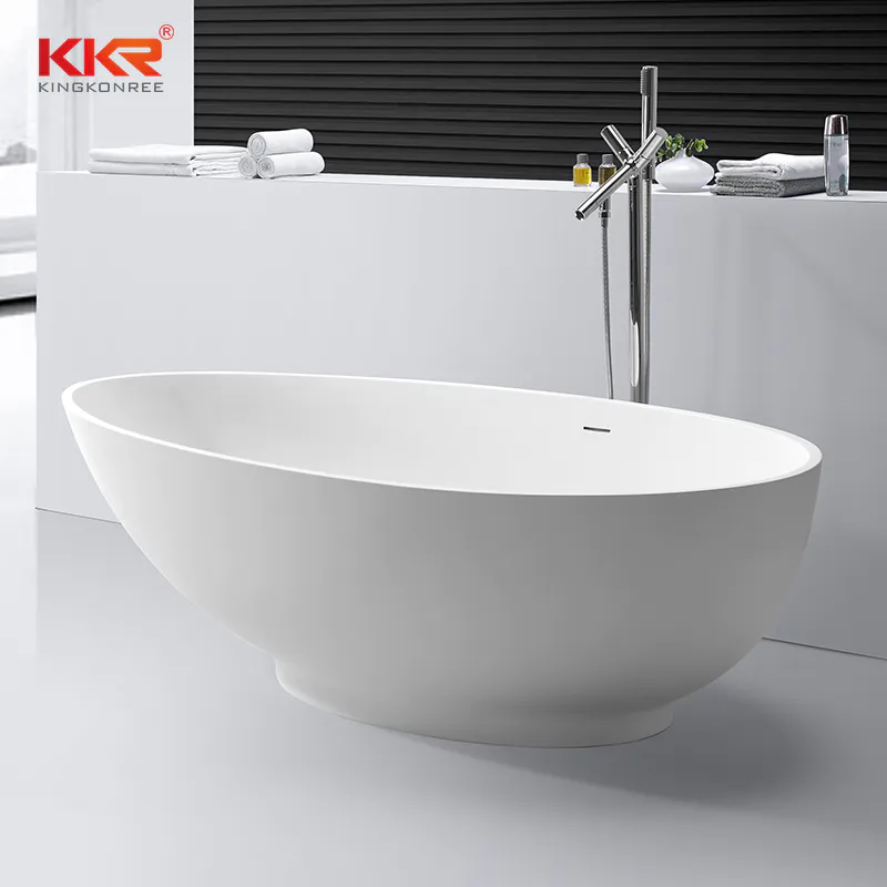 Artificial Stone White Acrylic Solid Surface Bathtub KKR-B057