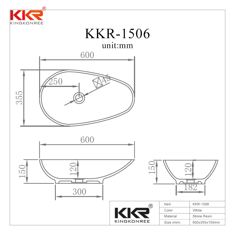 Abvoe Counter Solid Surface Wash Basin KKR-1506