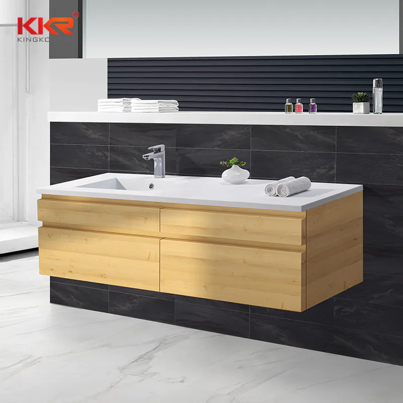 Artificial Stone Acrylic Marble Solid Surface Cabinet Basin With Vanity KKR-1552