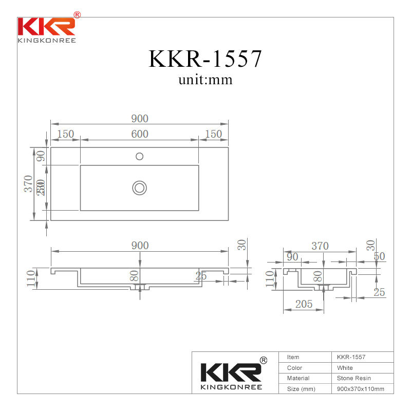 Rectangle Acrylic Stone Solid Surface Cabinet Basin KKR-1557
