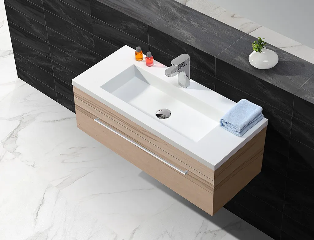 artificial wall hung basin cabinet design for motel
