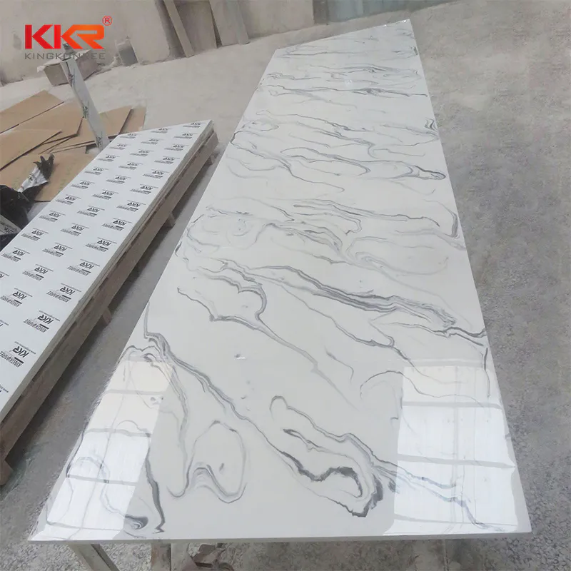 Hot Sales White Marble with Grey Pattern Solid Surface Sheet KKR-M8820