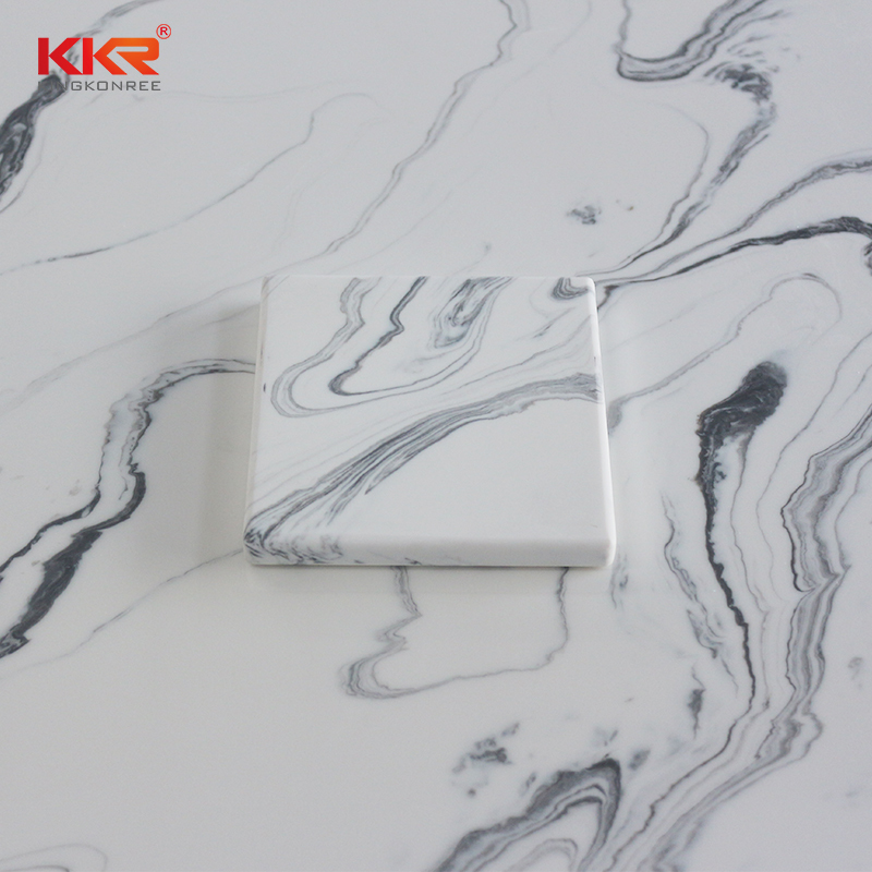 Hot Sales White Marble with Grey Pattern Solid Surface Sheet KKR-M8820