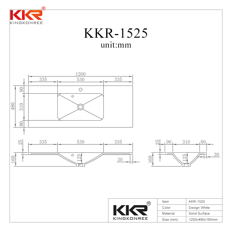 1200mm Elegent Design Aacrylic Solid Surace Cabinet Basin KKR-1525