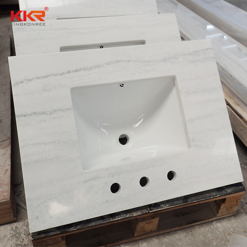 Hot Sale Marble Pattern Acrylic Solid Surface Vanity Top With KKR Color 8810