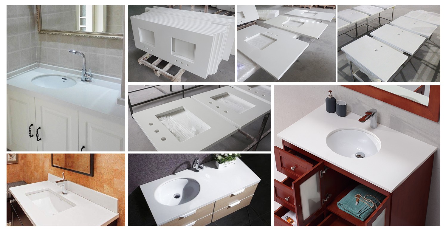 KingKonree integrated solid stone countertops customized for bathroom-1