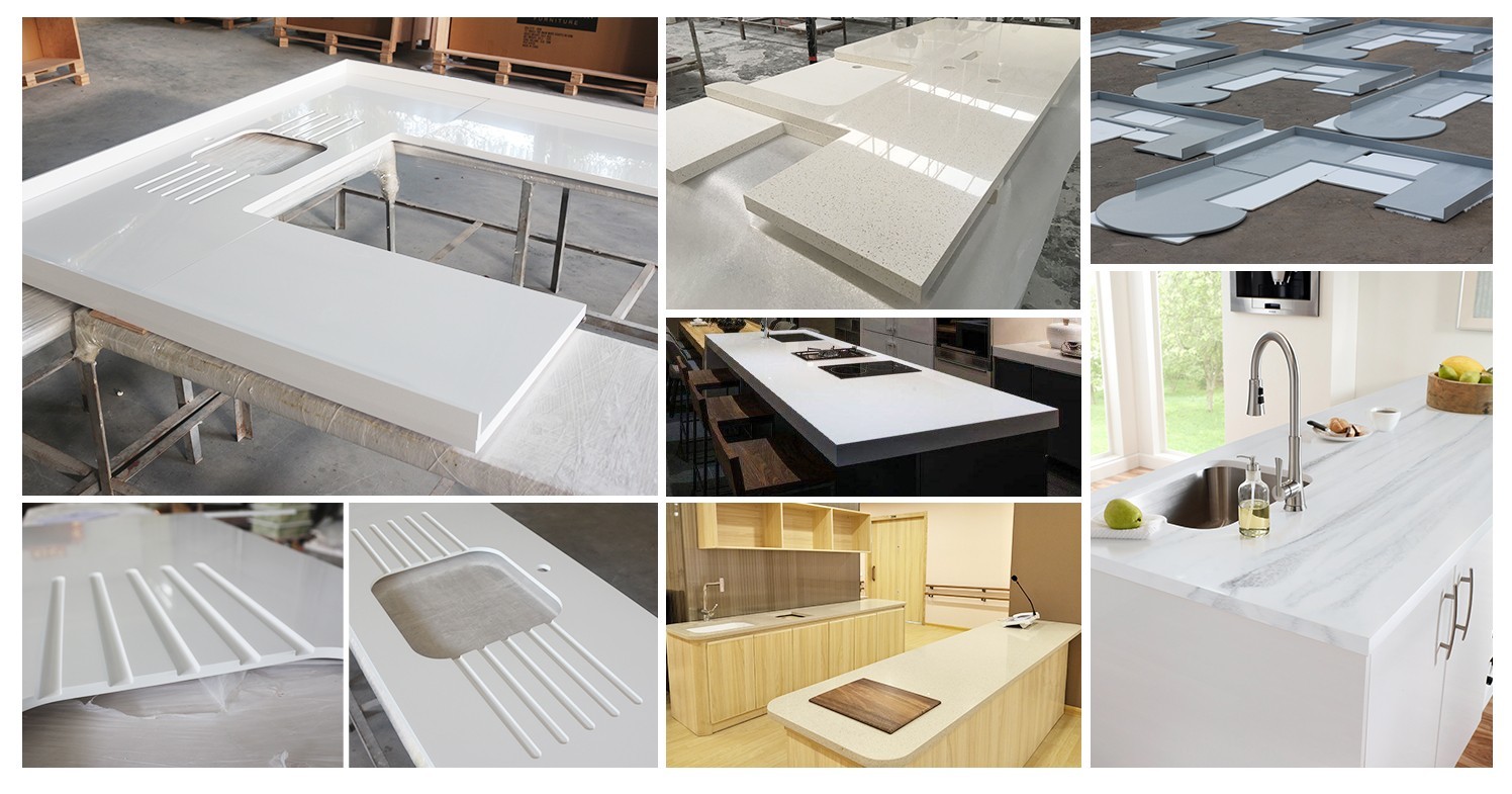 approved solid surface kitchen worktops factory price for hotel