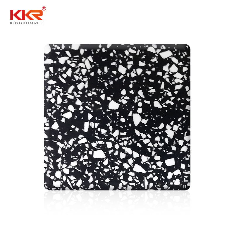 Black Color With White Chips Acrylic Solid Surface Sheets KKR-M1684
