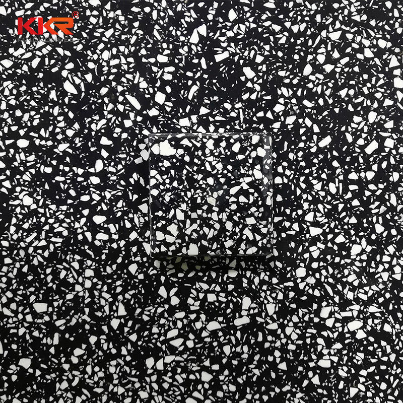 Black Color With White Chips Acrylic Solid Surface Sheets KKR-M1684