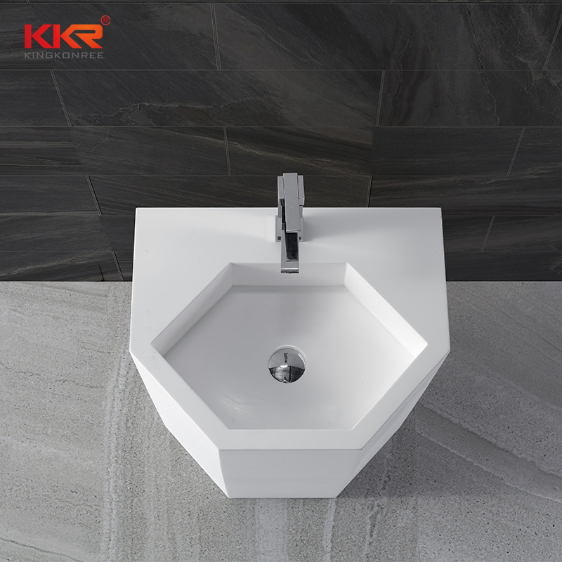 5 Stars Standard Elegant White Acrylic Solid Surface Freestanding Basin KKR-1399
