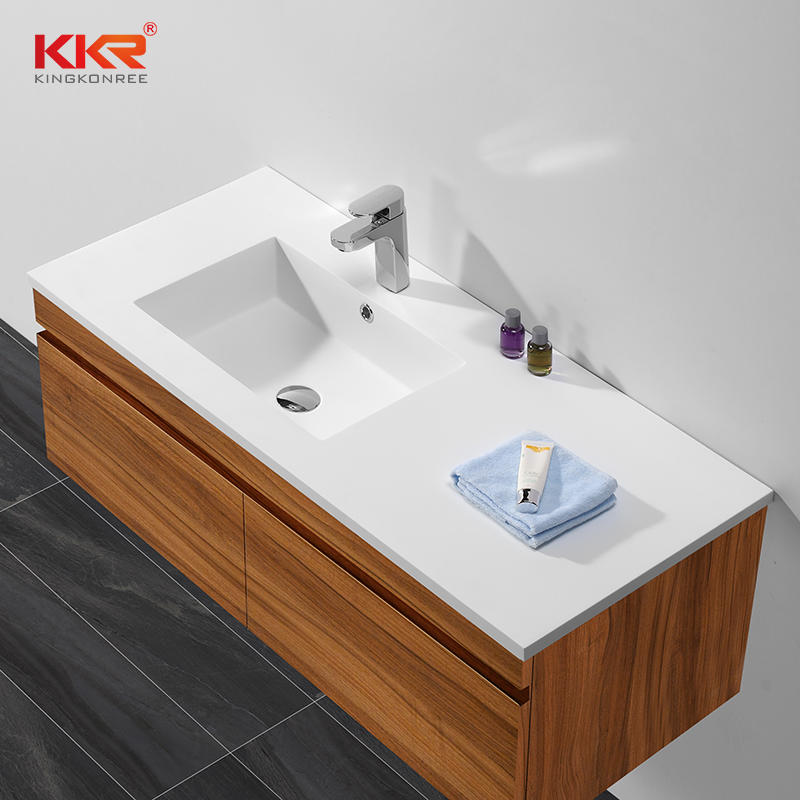Lavabo de gabinete de superficie sólida de acrílico blanco de alta calidad KKR-1556