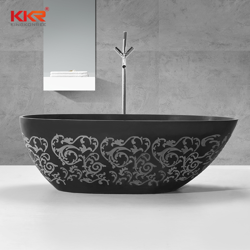 Carving Pattern Design Acrylic Solid Surface Bathtubs KKR-B068