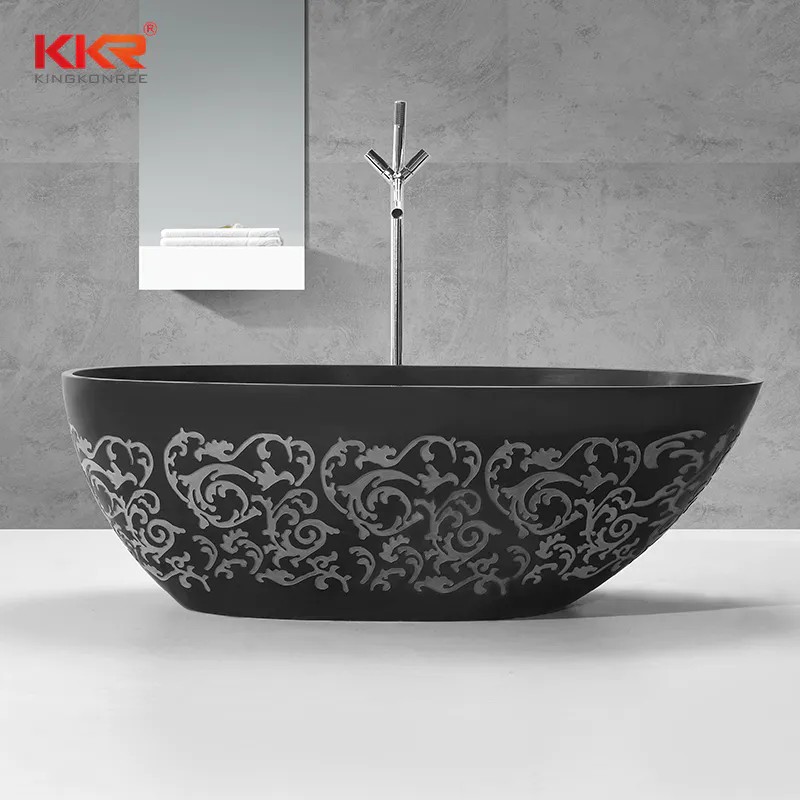 Carving Pattern Design Acrylic Solid Surface Bathtubs KKR-B068