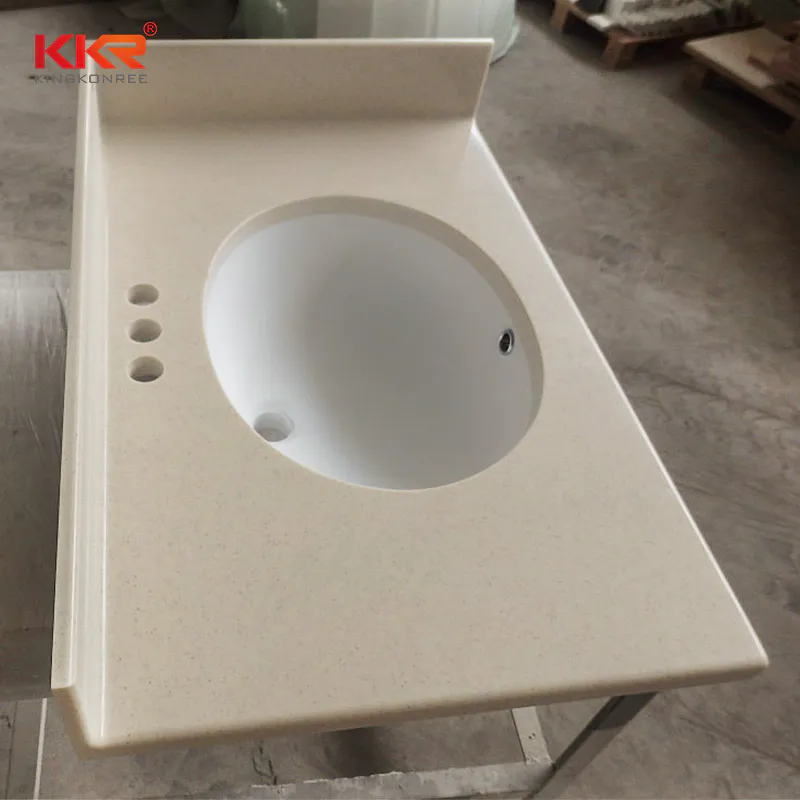 KKR Customized Acrylic Solid Surface Bathroom Vanity With Back Splash