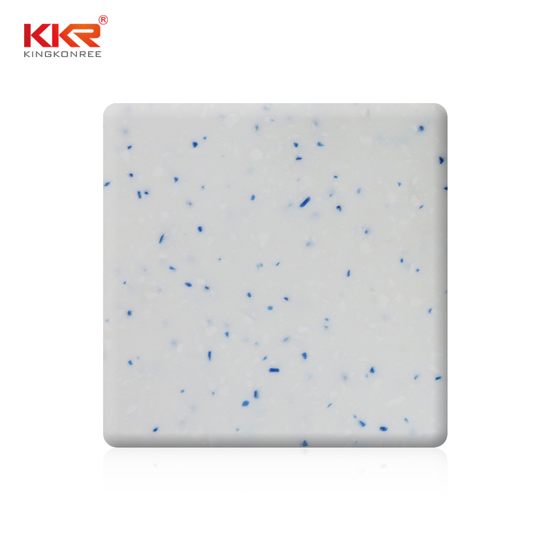 White Color With Blue Granules Modified Acrylic Solid Surface Sheets KKR-M1855