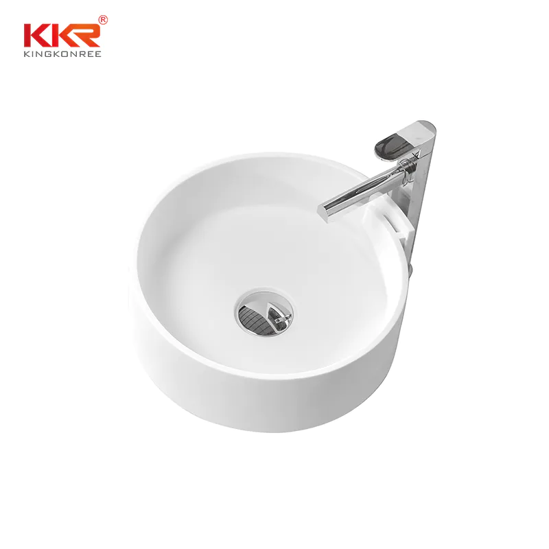 Elegant Design White Acrylic Solid Surface Above Counter Wash Basin KKR-1051
