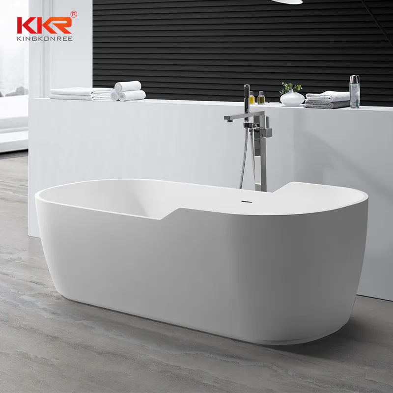 180cm New Designed Big Size White Marble Acrylic Solid Surface Bathtub KKR-B059