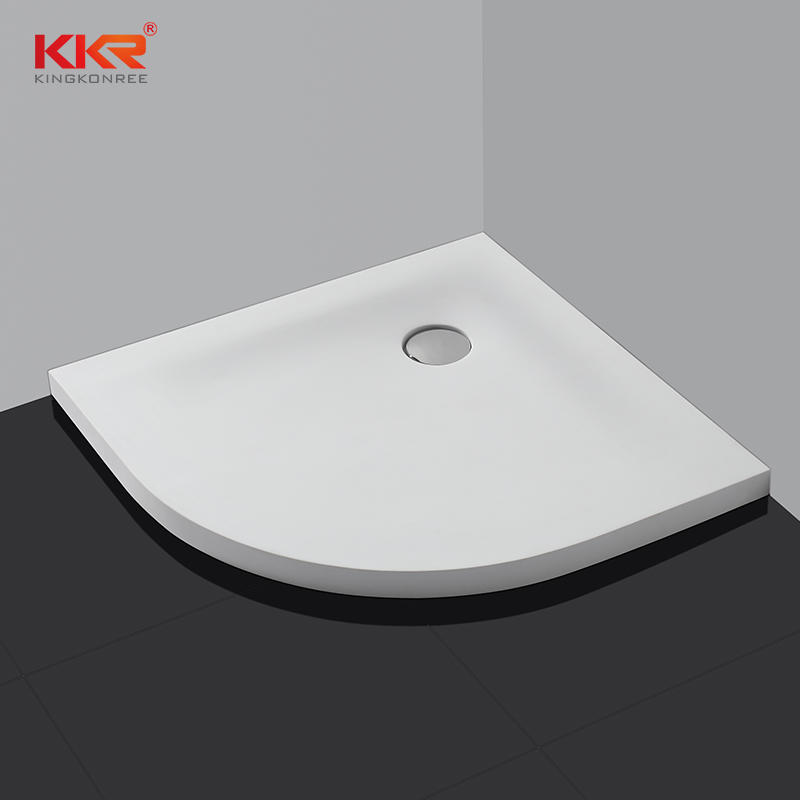 Quarter Circle White Marble Acrylic Solid Surface Shower Tray KKR-T008