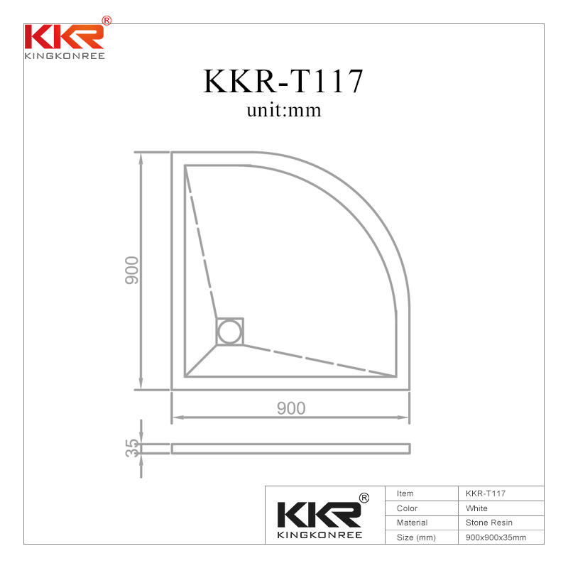 Sector Shape Artificial Marble Polymarble Shower Pan KKR-T116
