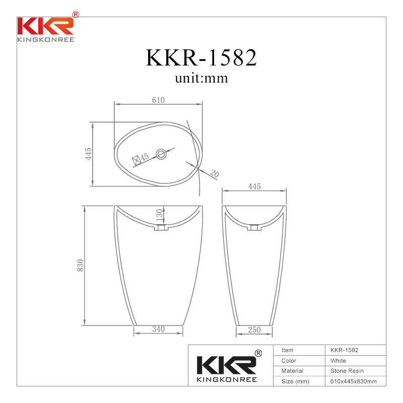 Small Size Acrylic Solid Surface Freestanding Basin KKR-1582