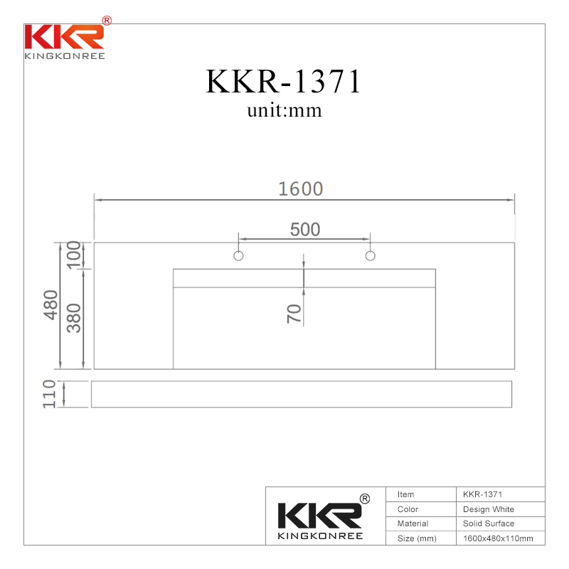 Hot Sales Design White Solid Surface Wall Mounted Washing Basin KKR-1371