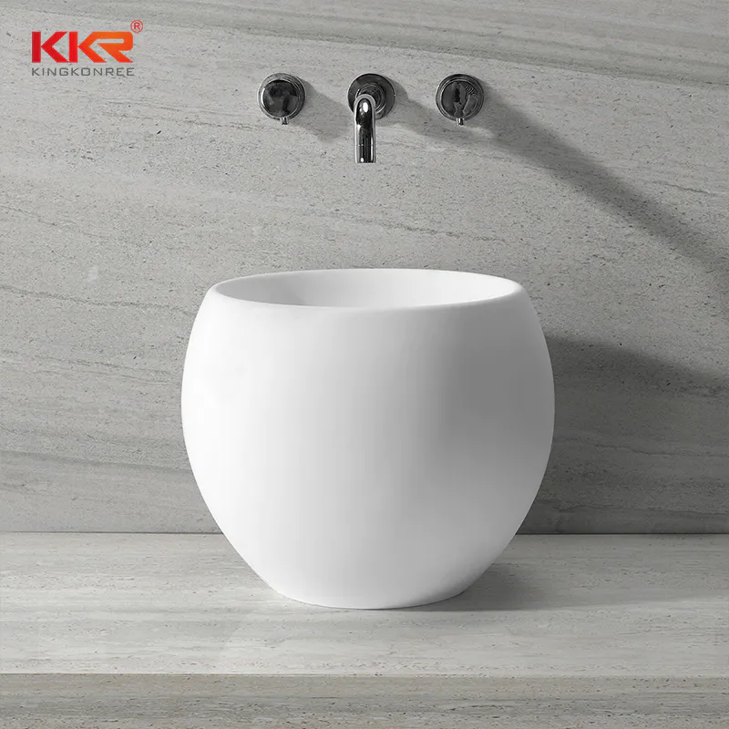 400x400mm Newly White Solid Surface Above Counter Wash Basin KKR-1507