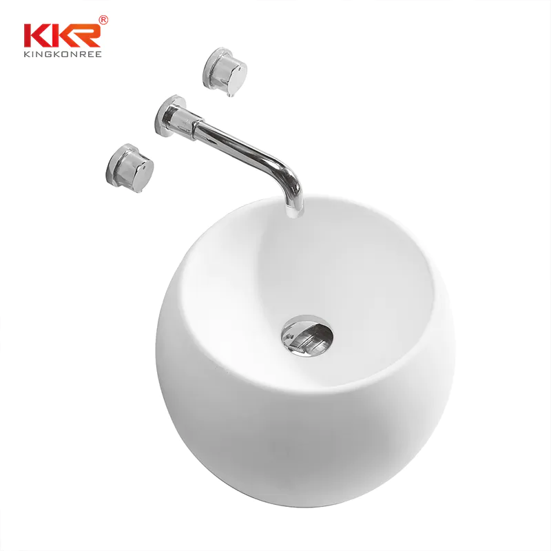 400x400mm Newly White Solid Surface Above Counter Wash Basin KKR-1507