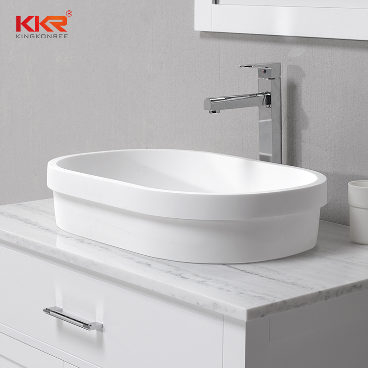 New Design 600MM Rectangle Solid Surface Above Counter Basin KKR-1052