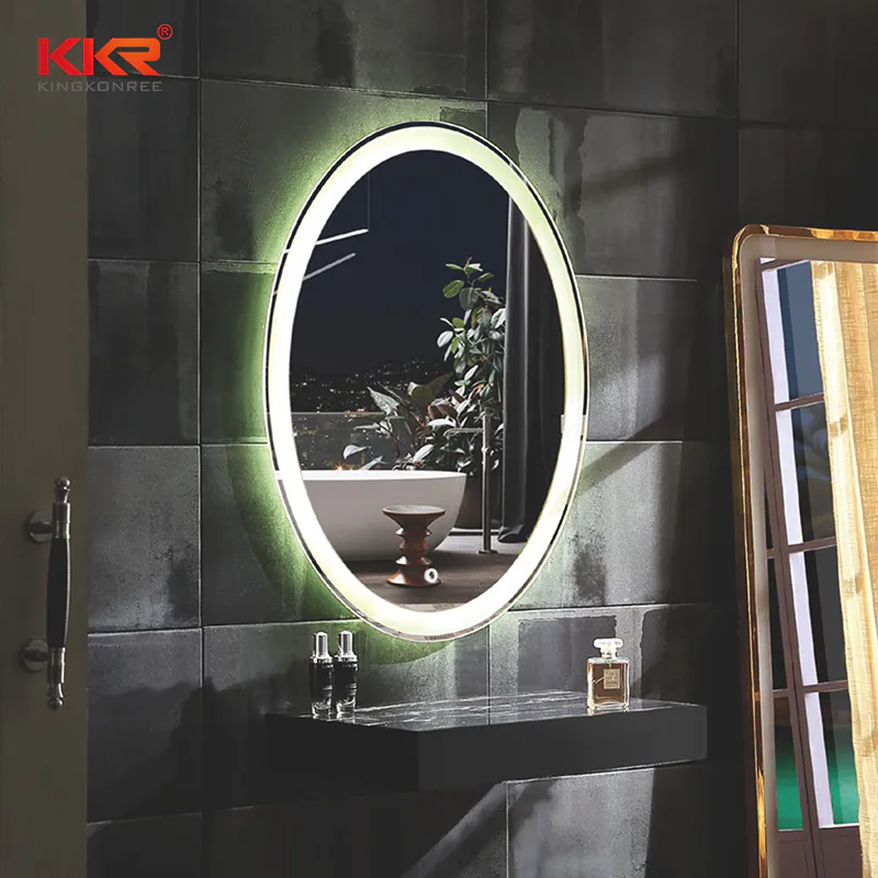 Round Solid Surface Artifiicial Stone Bathroom Mirror KKR-8012