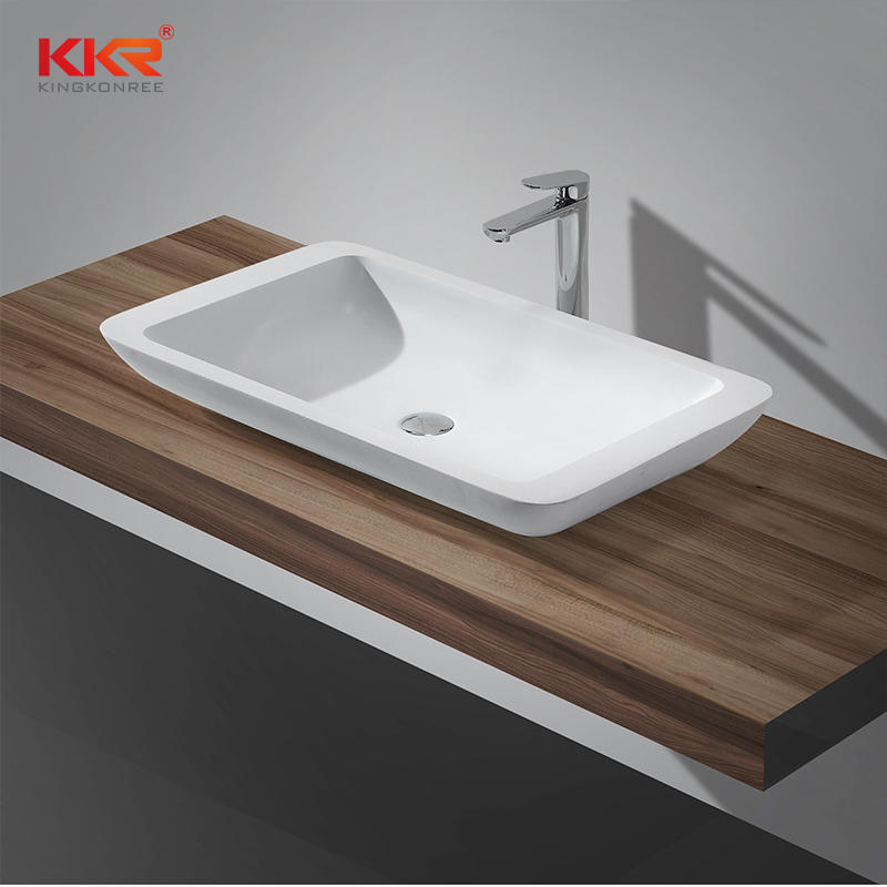 790x455mm rectangular mármol blanco superficie sólida baño por encima del lavabo KKR-1322