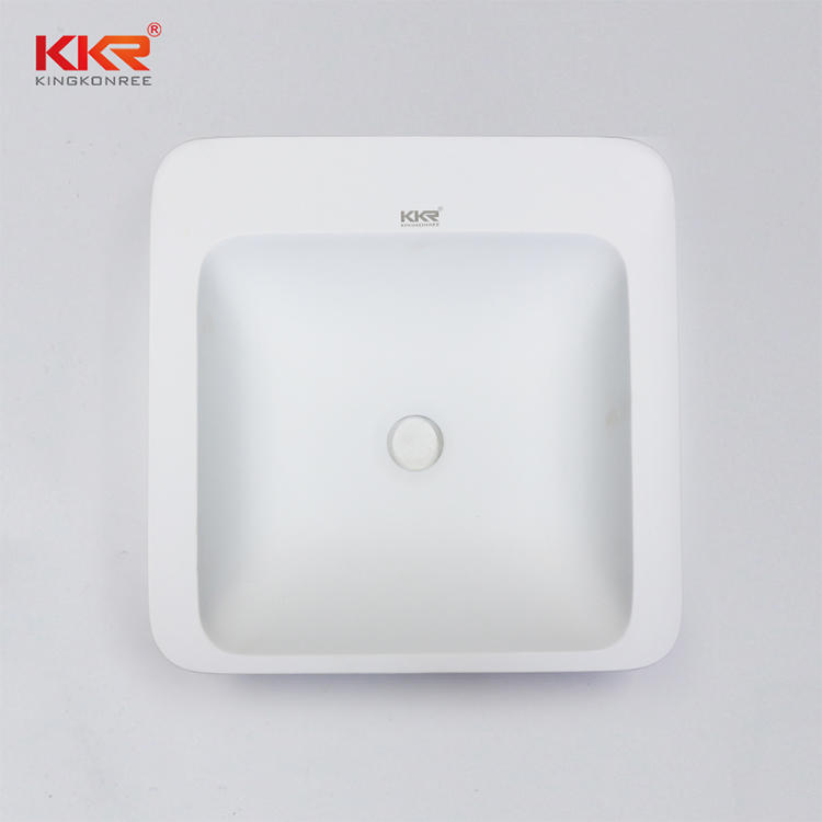 Square Acrylic Stone Resin Solid Surface Above Counter Wash Basin KKR-1323