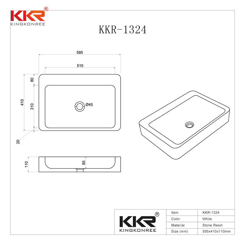 High-end Acrylic Solid Surfce Above Counter Basin KKR-1324