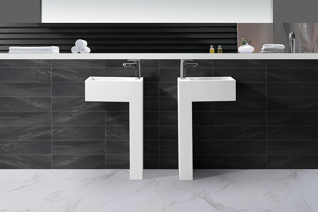 solid free standing sink bowl wall customized for bathroom