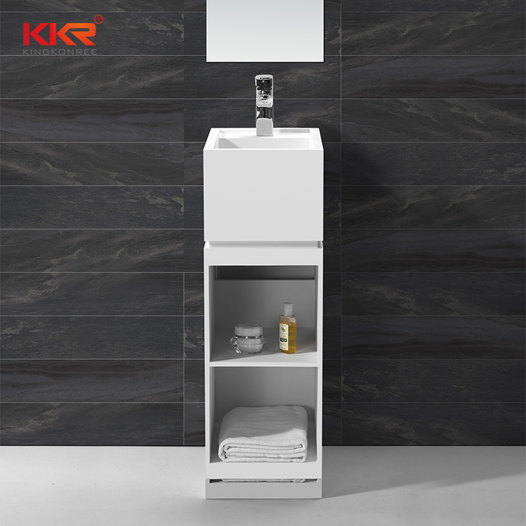 Artificial Stone Acrylic Solid Surface Freestanding Basin With Shelf KKR-1585