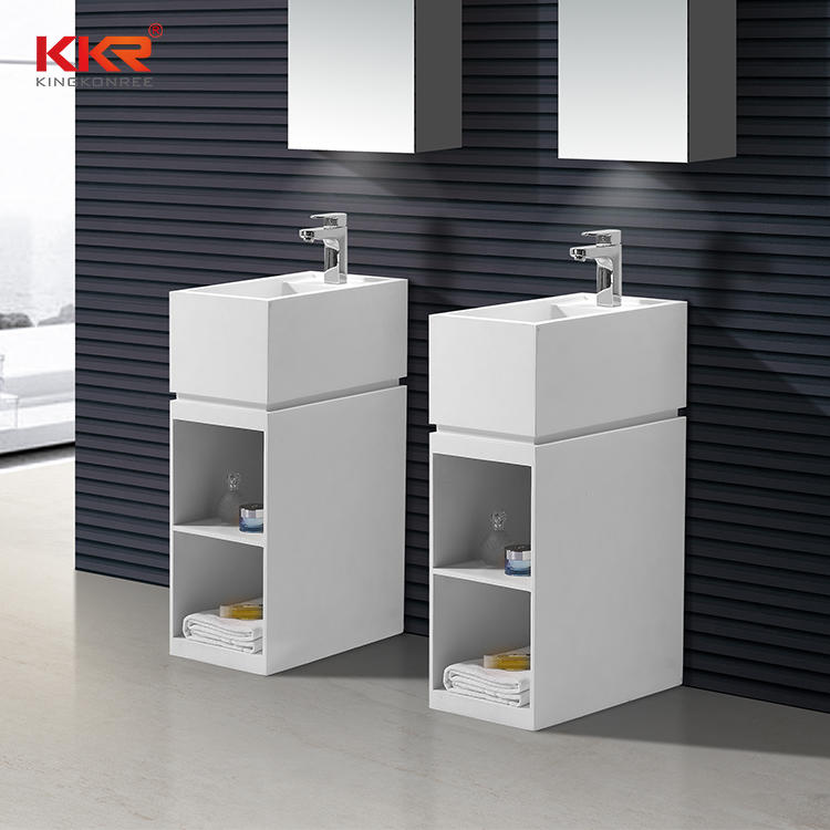 Artificial Stone Acrylic Solid Surface Freestanding Basin With Shelf KKR-1585