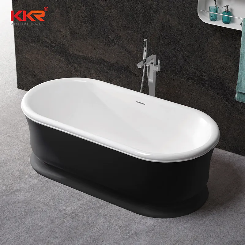 1820mm Length White & Black Solid Surface Bathtub KKR-B076