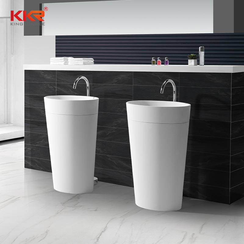 Oval Shape White Solid Surface Bathroom Freestanding Basin KKR-1587