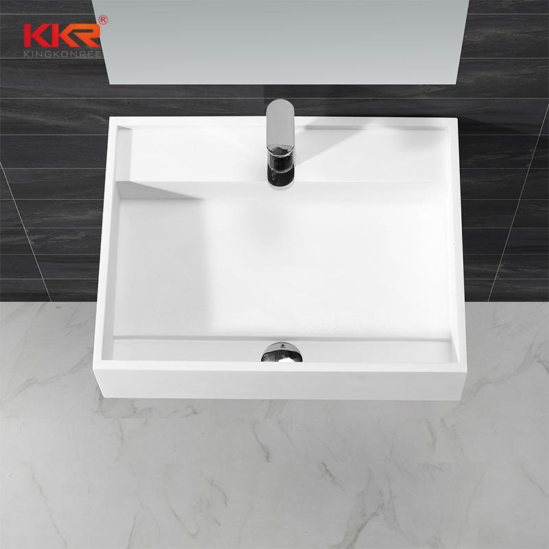 Newly Design White Acrylic Solid Surface Wall Hung Basin KKR-1348