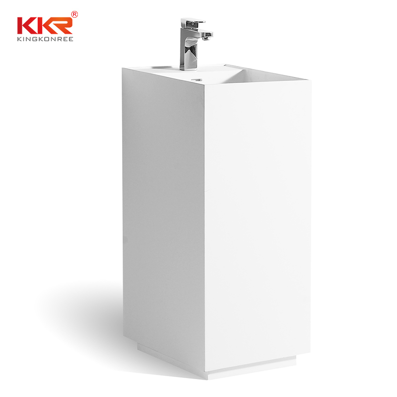 Customized Dimension Acrylic Stone White Solid Surface Freestanding Basin KKR-1589