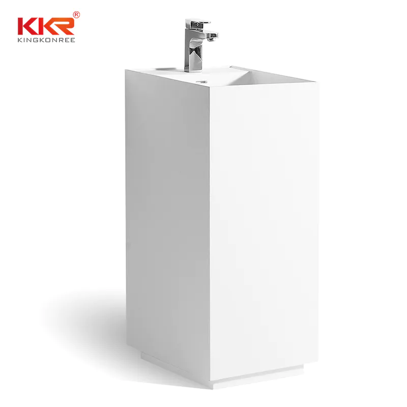 Customized Dimension Acrylic Stone White Solid Surface Freestanding Basin KKR-1589