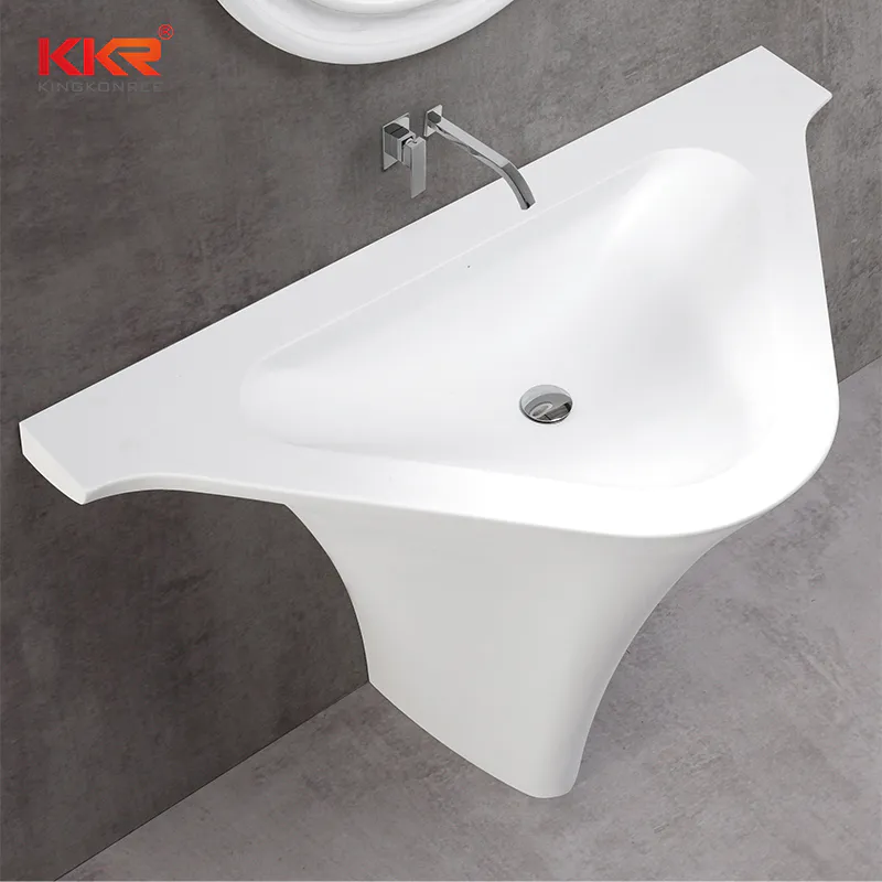 Triangle Solid Surface White Marble Freestanding Wash Basin KKR-1595