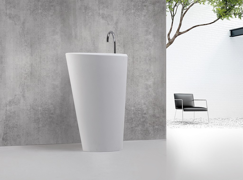 marble freestanding pedestal basin customized for motel-1