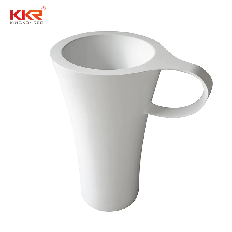 Unique Design Cup Shape Acrylic Solid Surface Freestanding Basin  KKR-1599