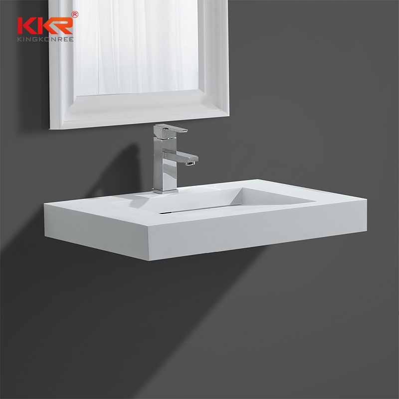 Hot Sales Europe Design Small Slope White Acrylic Solid Surface Wall Hung Basin KKR-1338